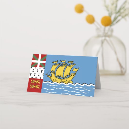 Flagge von Saint Pierre und Miquelon Platzkarte (Vorderseite)