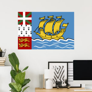Flagge von Saint Pierre und Miquelon Poster