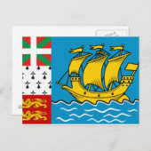 Flagge von Saint Pierre und Miquelon Postkarte (Vorne/Hinten)