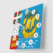 Flagge von Saint Pierre und Miquelon Quadratische Wanduhr (Winkel)