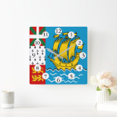 Flagge von Saint Pierre und Miquelon Quadratische Wanduhr (Zuhause)