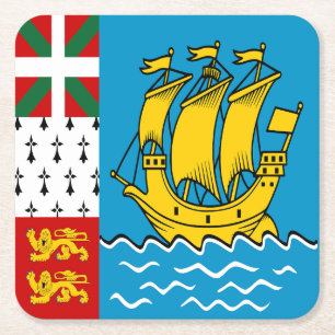 Flagge von Saint Pierre und Miquelon Rechteckiger Pappuntersetzer
