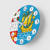 Flagge von Saint Pierre und Miquelon Runde Wanduhr (Winkel)