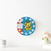 Flagge von Saint Pierre und Miquelon Runde Wanduhr (Zuhause)