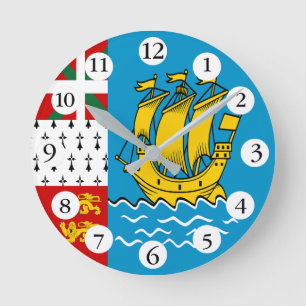 Flagge von Saint Pierre und Miquelon Runde Wanduhr