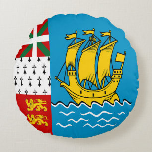Flagge von Saint-Pierre und Miquelon Rundes Kissen