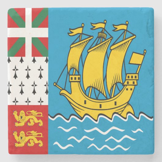 Flagge von Saint Pierre und Miquelon Steinuntersetzer (Vorderseite)