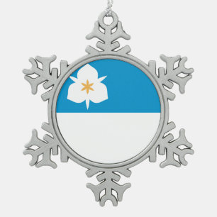 Flagge von Salt Lake City, Utah Schneeflocken Zinn-Ornament