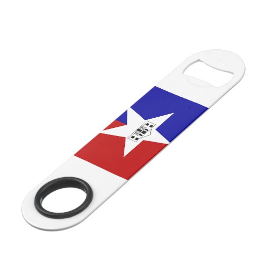 Flagge von San Antonio, Texas Schlüsselanhänger Fl Speed Flaschenöffner (Vorderseite Schrägansicht)