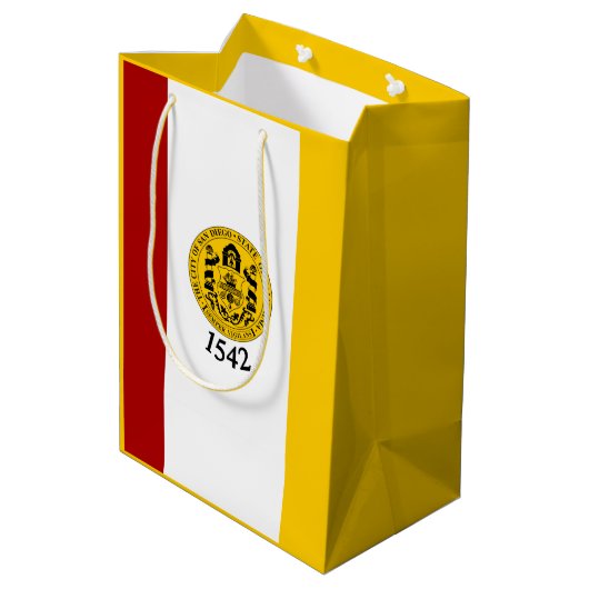 Flagge von San Diego, Kalifornien Mittlere Geschenktüte (Rückseite Schrägansicht)