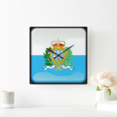 Flagge von San Marino Quadratische Wanduhr (Zuhause)