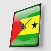 Flagge von São Tomé und Príncipe Quadratische Wanduhr (Winkel)