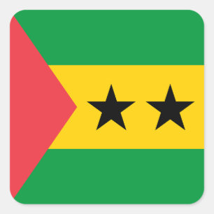 Flagge von São Tomé und Príncipe Quadratischer Aufkleber