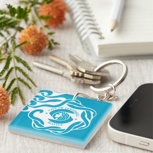 Flagge von Seattle Schlüsselanhänger (Vorderseite rechts)