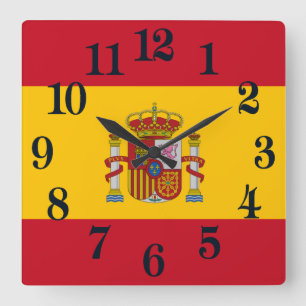 Flagge von Spanien - Bandera de Espana Quadratische Wanduhr