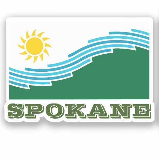 Flagge von Spokane, Washingtoner Staat Aufkleber (Vorderseite)