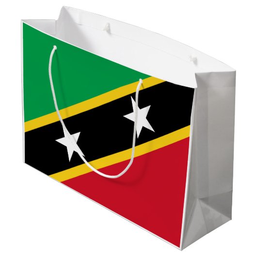 Flagge von St. Kitts und Nevis (Karibik) Große Geschenktüte (Rückseite Schrägansicht)
