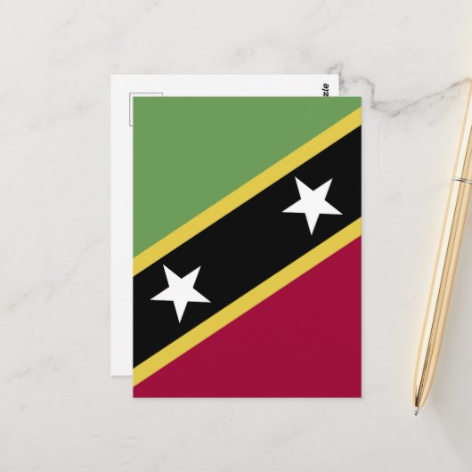 Flagge von St. Kitts und Nevis Postkarte (Vorderseite/Rückseite Beispiel)