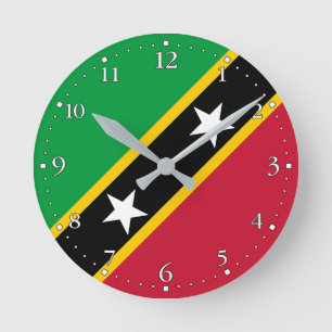 Flagge von St. Kitts und Nevis Runde Wanduhr