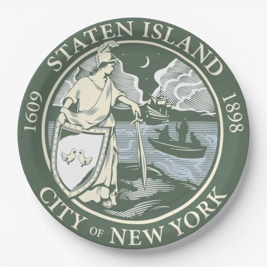 Flagge von Staten Island (Stadtbezirk von New York Pappteller (Vorderseite)