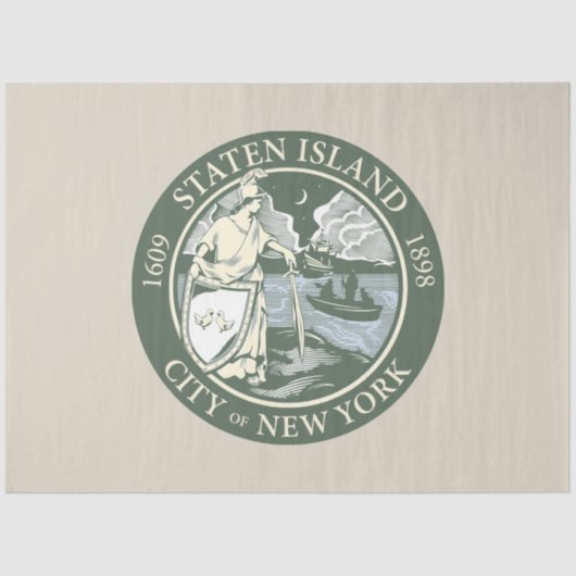 Flagge von Staten Island (Stadtbezirk von New York Seidenpapier (Vorderseite)