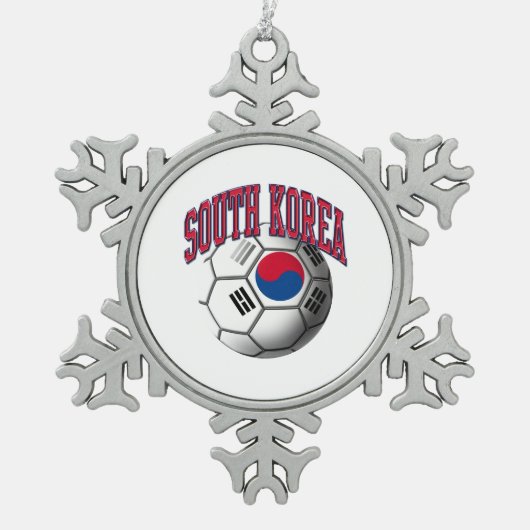 Flagge von Südkorea-Fußball Schneeflocken Zinn-Ornament (Vorderseite)
