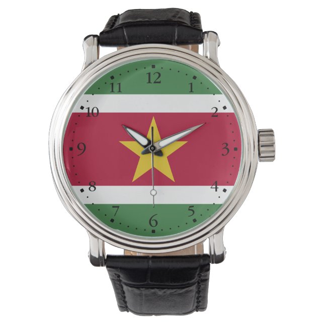 Flagge von Surinam Armbanduhr (Vorderseite)
