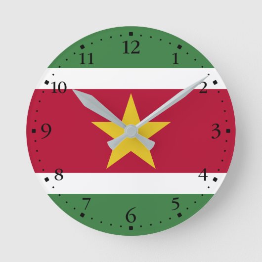 Flagge von Surinam Runde Wanduhr (Vorderseite)