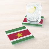 Flagge von Suriname Glasuntersetzer (Schrägansicht)
