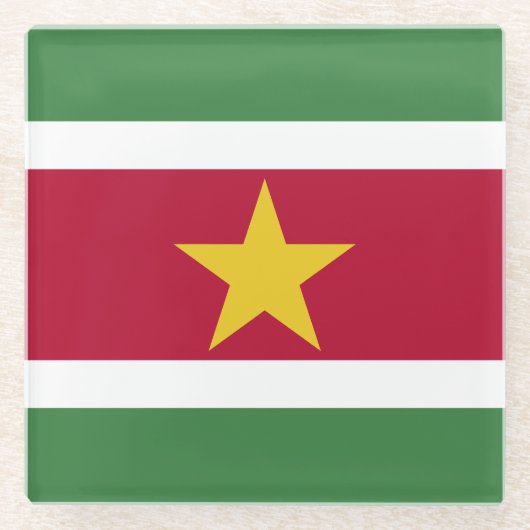 Flagge von Suriname Glasuntersetzer (Vorderseite)
