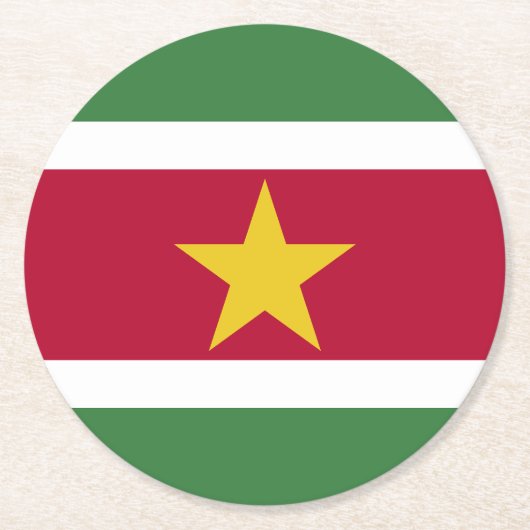 Flagge von Suriname Runder Pappuntersetzer (Vorderseite)