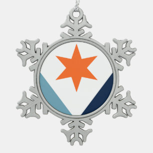Flagge von Syracuse, New York Schneeflocken Zinn-Ornament