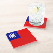 Flagge von Taiwan Glasuntersetzer (Schrägansicht)
