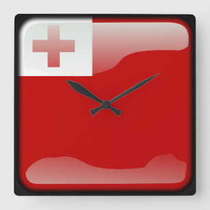 Flagge von Tonga Quadratische Wanduhr