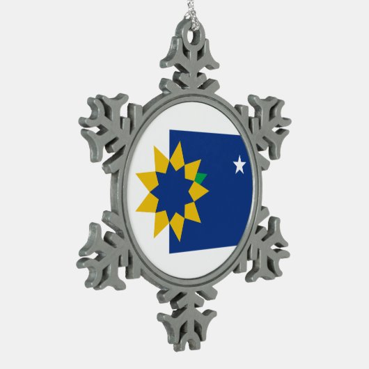 Flagge von Topeka, Kansas Schneeflocken Zinn-Ornament (Links)