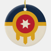Flagge von Tulsa, Oklahoma Keramik Ornament (Hinten)