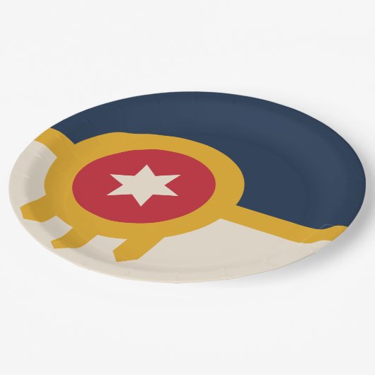 Flagge von Tulsa, Oklahoma Pappteller (Schrägansicht)