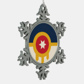 Flagge von Tulsa, Oklahoma Schneeflocken Zinn-Ornament (Links)