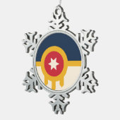 Flagge von Tulsa, Oklahoma Schneeflocken Zinn-Ornament (Rechts)