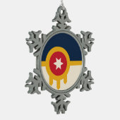 Flagge von Tulsa, Oklahoma Schneeflocken Zinn-Ornament (Links)