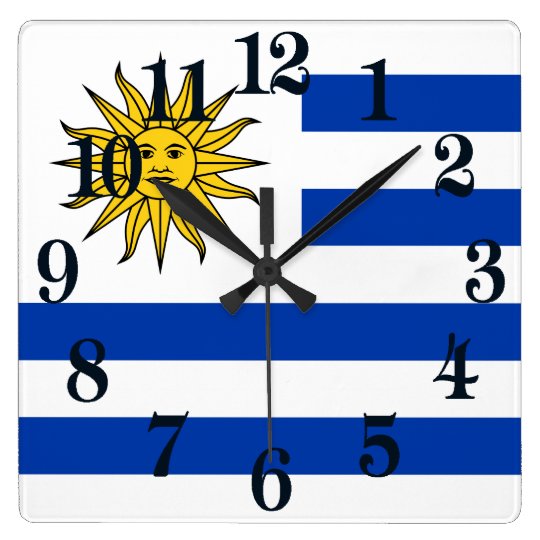 Flagge von Uraguay Quadratische Wanduhr