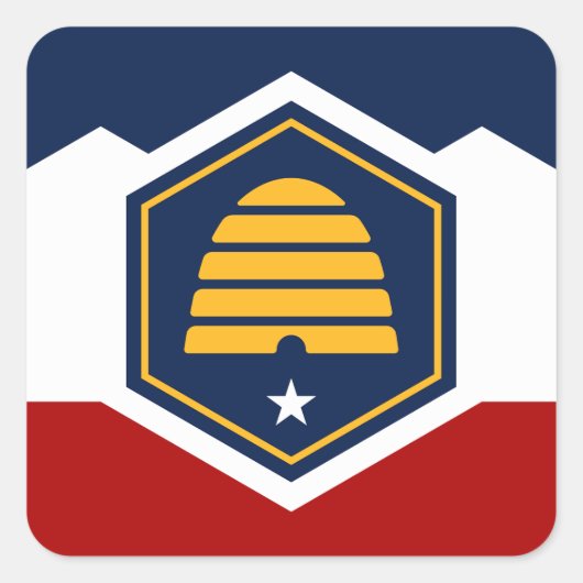 Flagge von Utah (Beehive Flag) Quadratischer Aufkleber (Vorderseite)