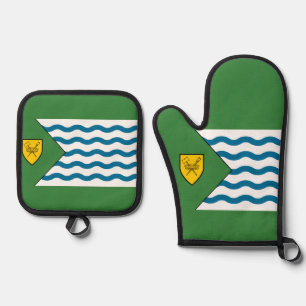 Flagge von Vancouver, British Columbia Button Ofenhandschuh & Topflappen-Set