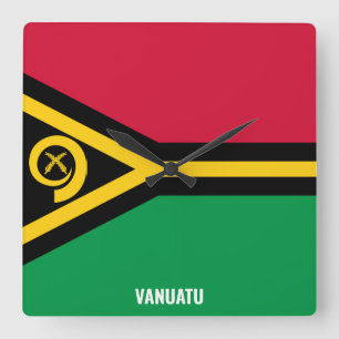 Flagge von Vanuatu Glänzend Patriotisch Quadratische Wanduhr