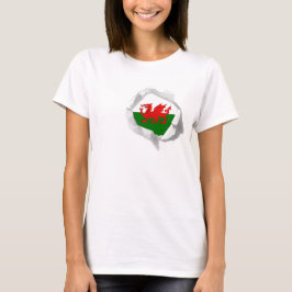 Flagge von wahre Farbwaliser-Stolz Wales zerrissen T-Shirt
