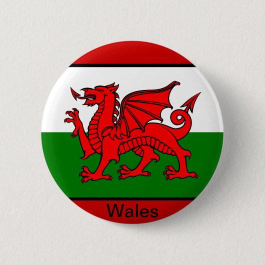 Flagge von Wales Button (Vorderseite)