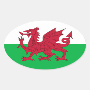 Flagge von Wales (Cymru) Ovaler Aufkleber