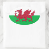Flagge von Wales (Cymru) Ovaler Aufkleber (Tasche)