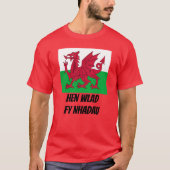 Flagge von Wales und von Waliser-Text Henne Wlad T-Shirt (Vorderseite)