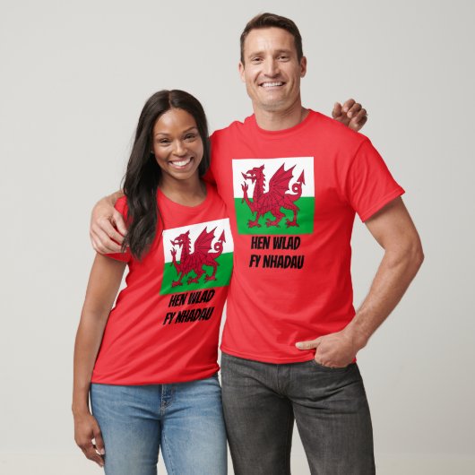 Flagge von Wales und von Waliser-Text Henne Wlad T-Shirt (Unisex)